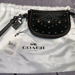 Coach Black Suede Western Rivets Small Pouch E1673-57194 NWT